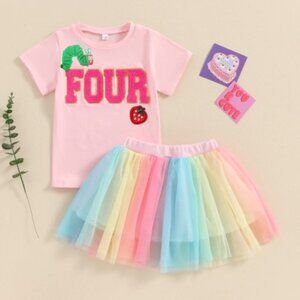The Very Hungry Caterpillar Girl Set Skirt Top Birthday Outfit Clothes set